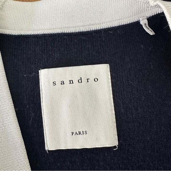 Sandro Wool Cashmere Cardigan Sleeveless Navy Blue Color Sz XL - Picture 6 of 9